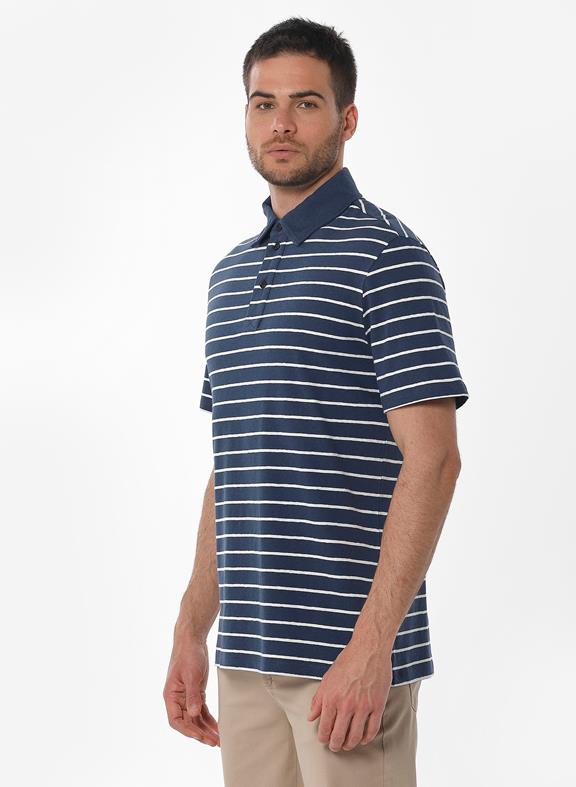 Striped Polo Shirt Navy Off White 3