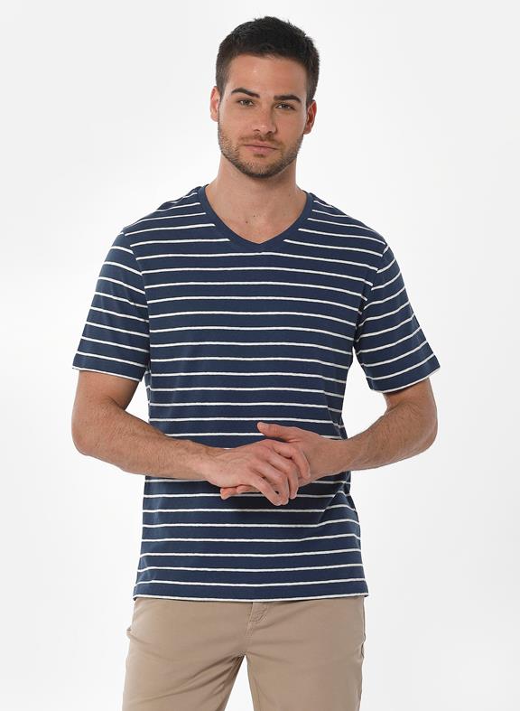 Striped T-Shirt Navy Off White 1