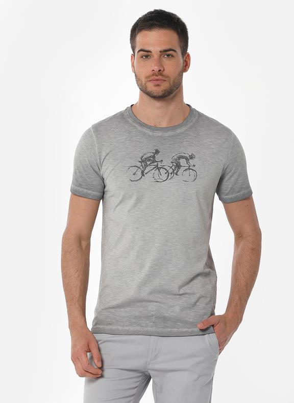 T-Shirt Bicycle Print Gray 1