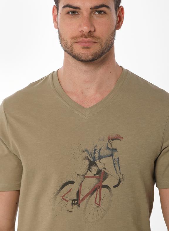 T-Shirt Bicycle Print Olive 5