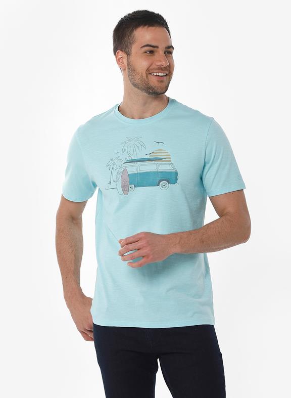 T-Shirt Bus Print Blauw 1