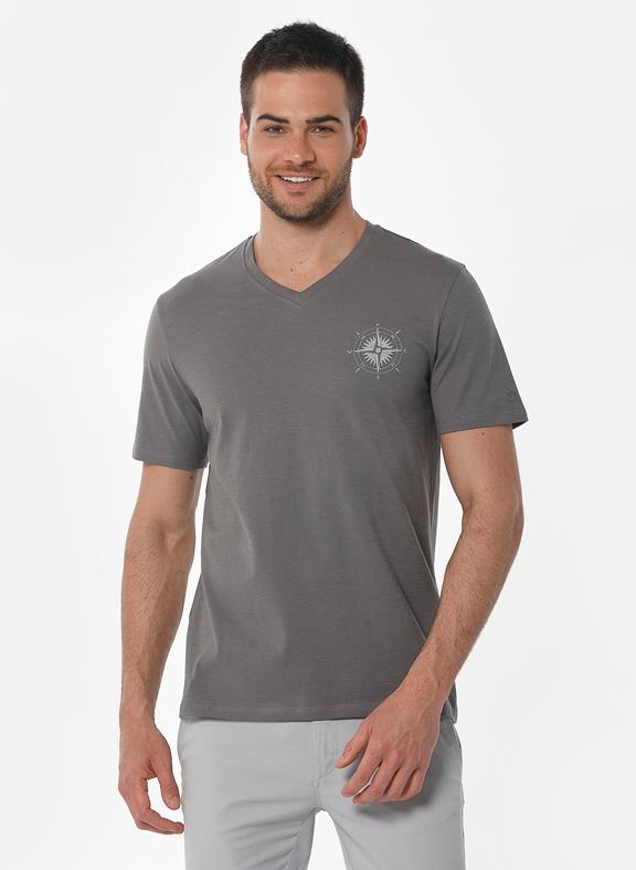 T-Shirt Compass Print Gray 1