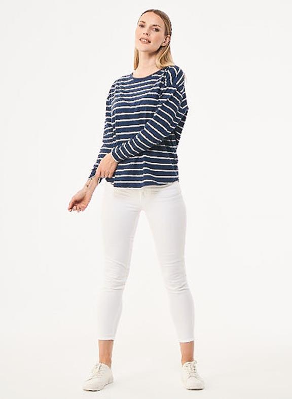 Striped T-Shirt Long Sleeves Navy Off White 2