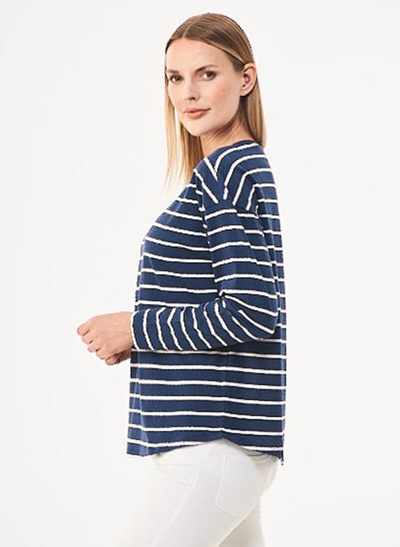 Striped T-Shirt Long Sleeves Navy Off White 3
