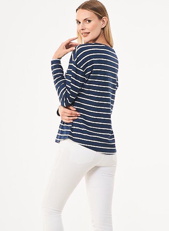 Striped T-Shirt Long Sleeves Navy Off White 4