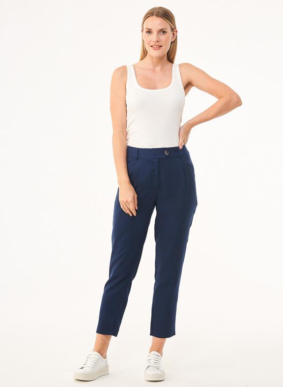 Chino-Hose Cropped Navy 2
