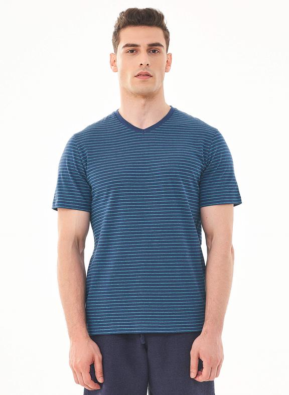 T-Shirt Gestreept Blauw via Shop Like You Give a Damn