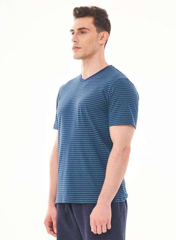 T-Shirt Gestreept Blauw from Shop Like You Give a Damn