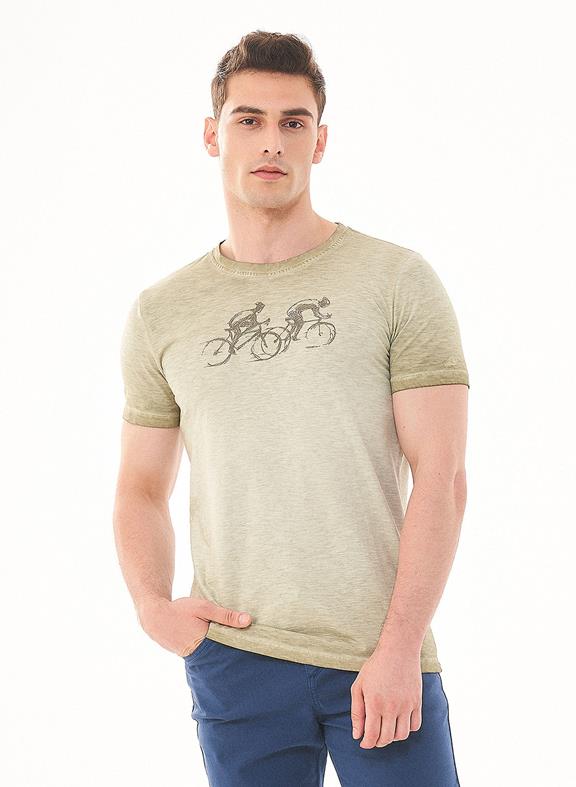 T-Shirt Fahrraddruck Grün 1