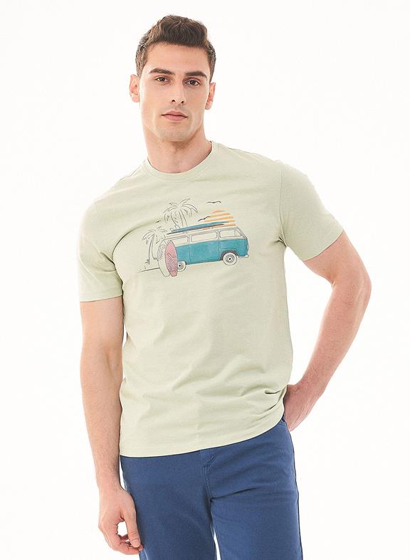 T-Shirt Bus Print Groen 1
