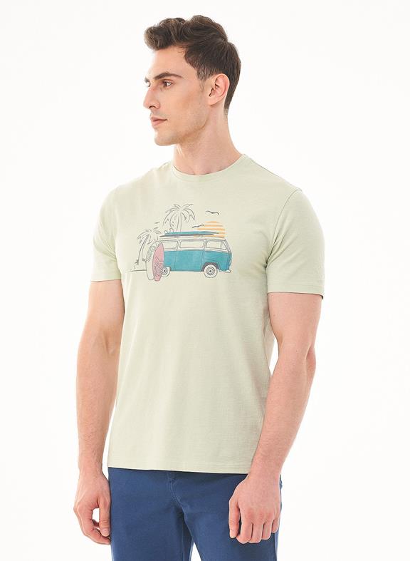 T-Shirt Bus Print Groen 3