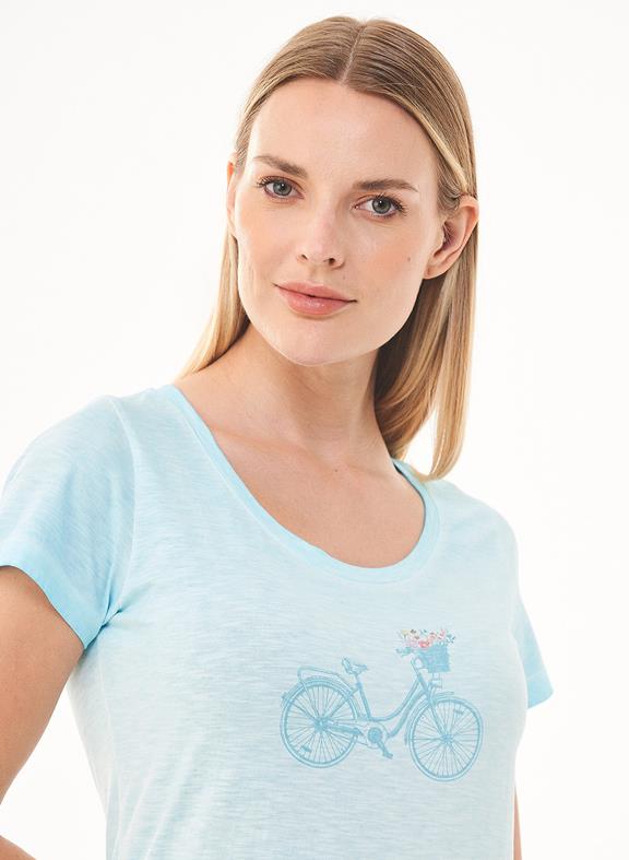 T-Shirt Bicycle Print Light Blue 4