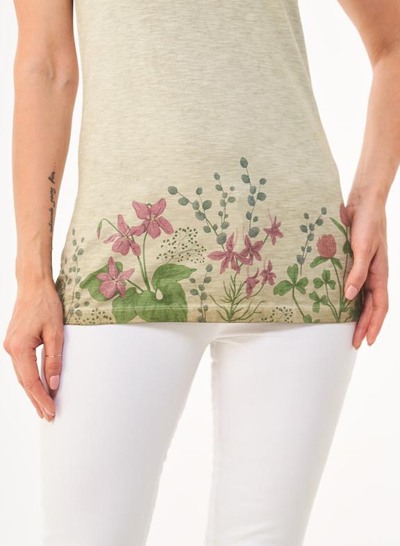 T-Shirt Flowers Olive Green 4