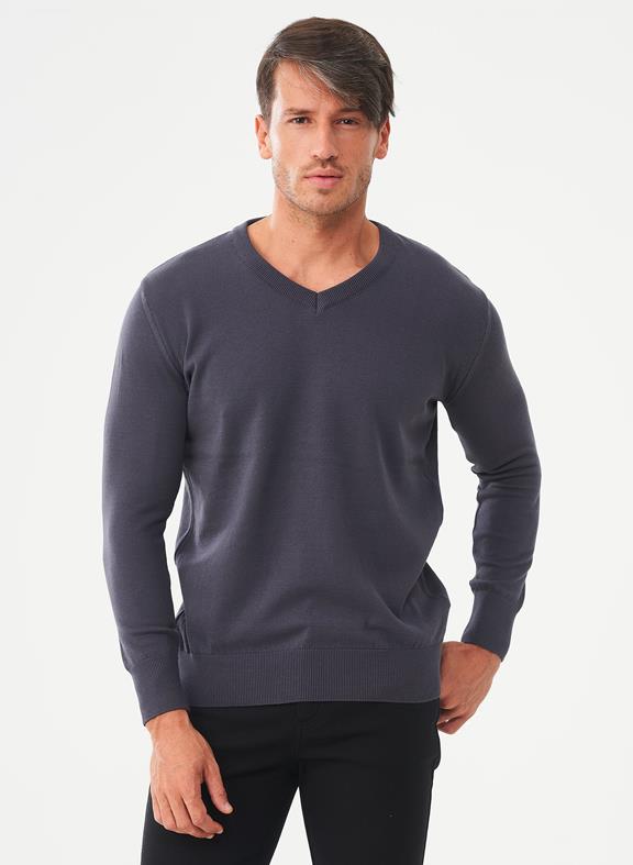 Sweater V-Neck Dark Grey 1