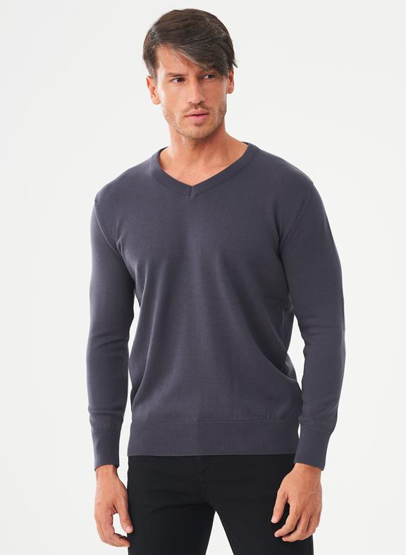 Sweater V-Neck Dark Grey 3