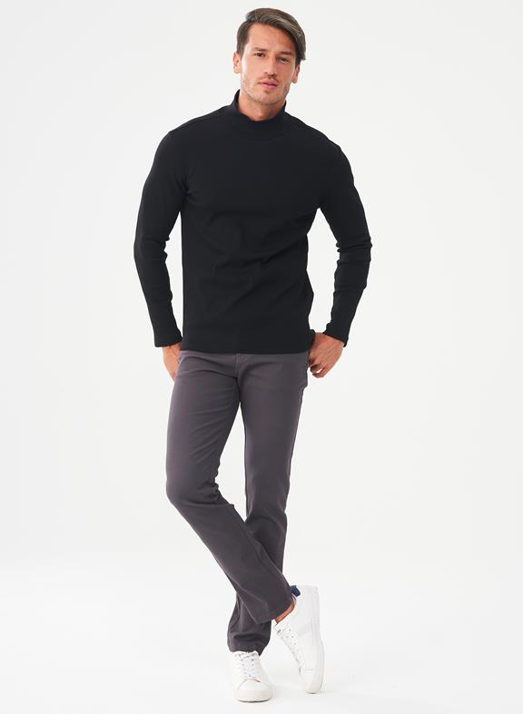 Ribbed Long Sleeve Turtleneck Shirt Black 2