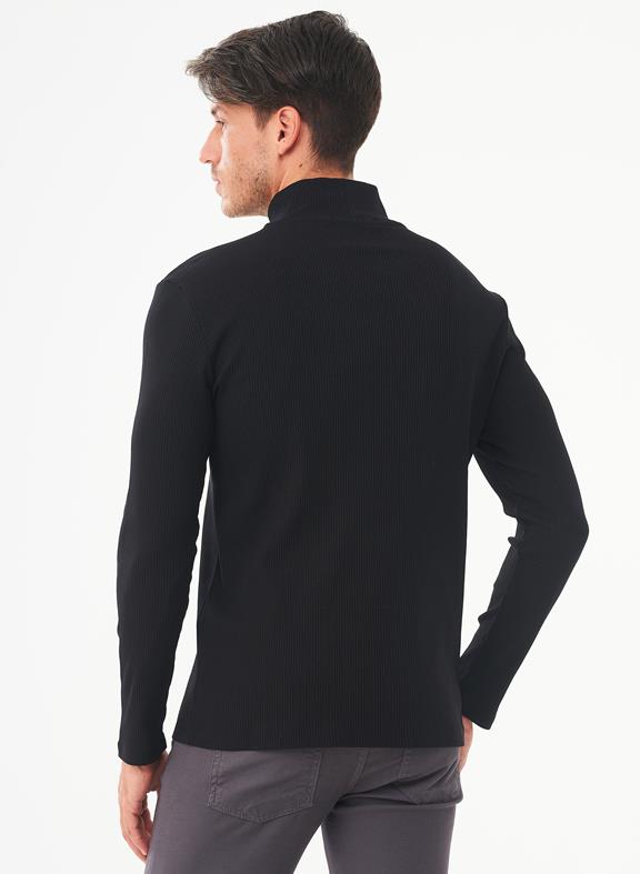 Ribbed Long Sleeve Turtleneck Shirt Black 4