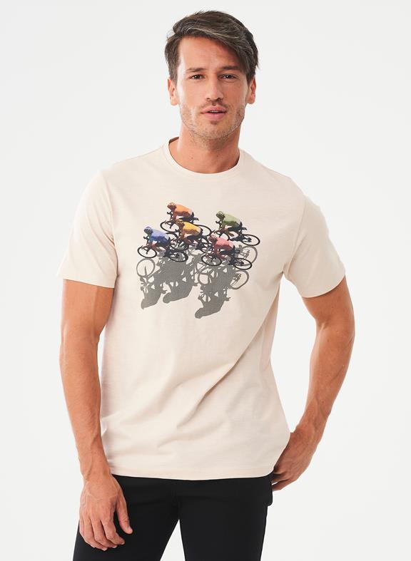 T-Shirt Fietsprint Creme 1