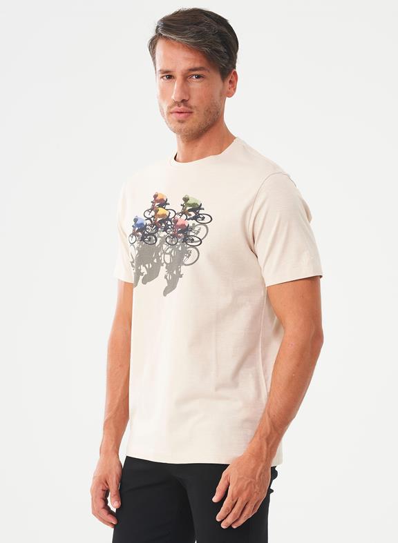 T-Shirt Fietsprint Creme 3