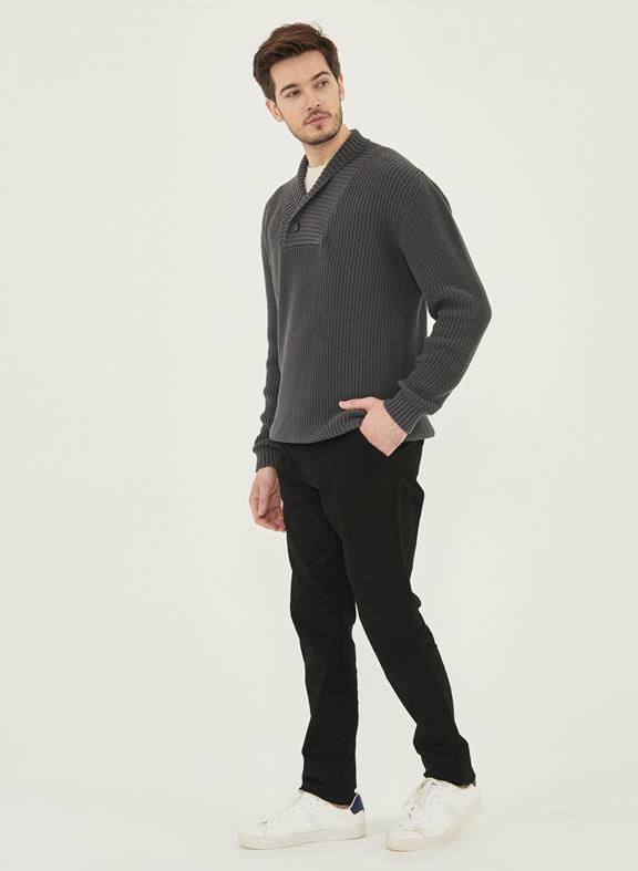 Shawl Collar Sweater Dark Grey 2