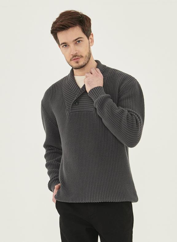 Shawl Collar Sweater Dark Grey 3