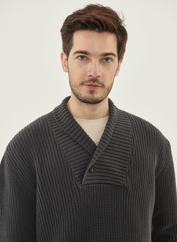 Shawl Collar Sweater Dark Grey 5
