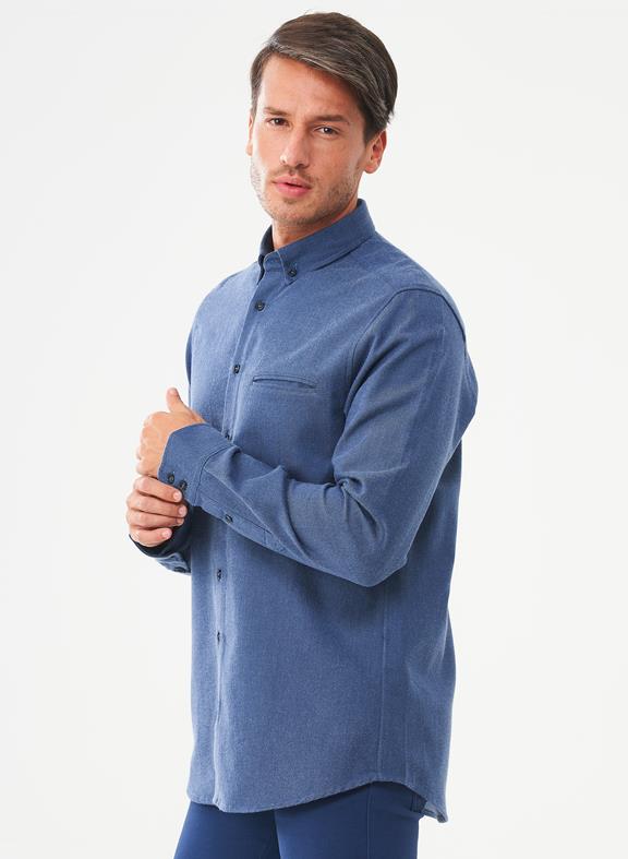 Shirt Herringbone Pattern Dark Blue 4