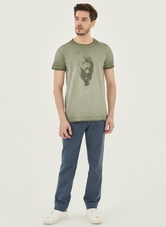 T-Shirt Bear Print Green 2