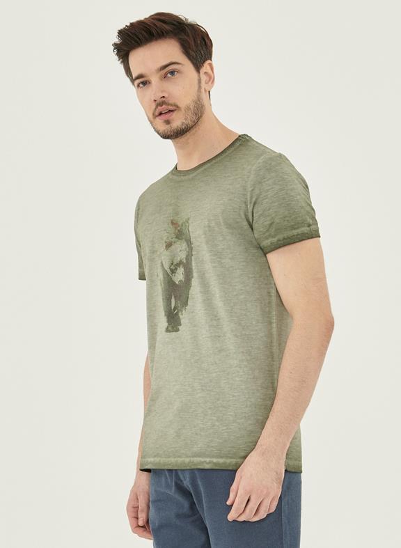 T-Shirt Bear Print Green 3