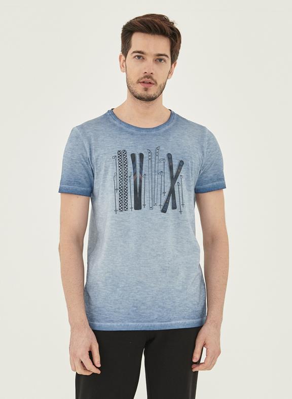 T-Shirt Skis Print Blue 1