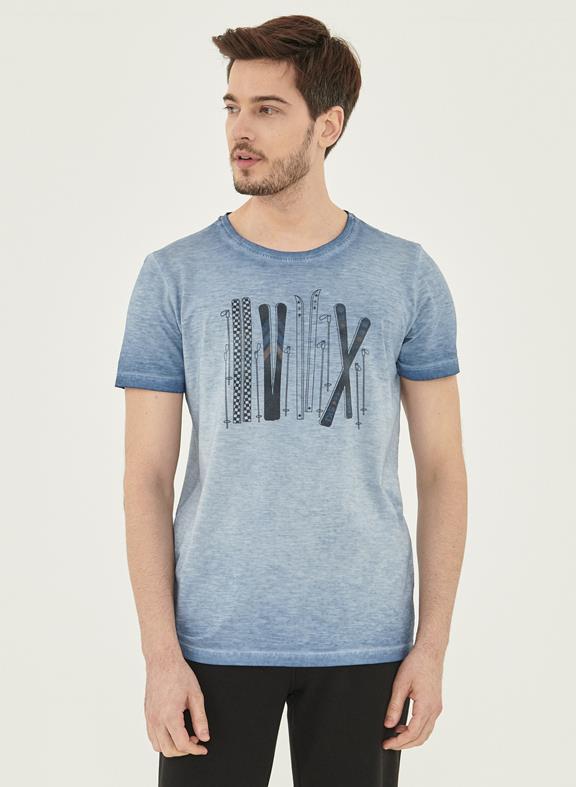 T-Shirt Skis Print Blue 3