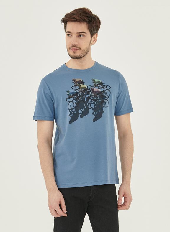 T-Shirt Fahrraddruck Blau 1