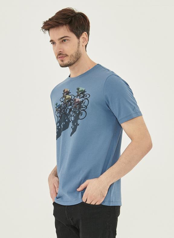 T-Shirt Fahrraddruck Blau 3