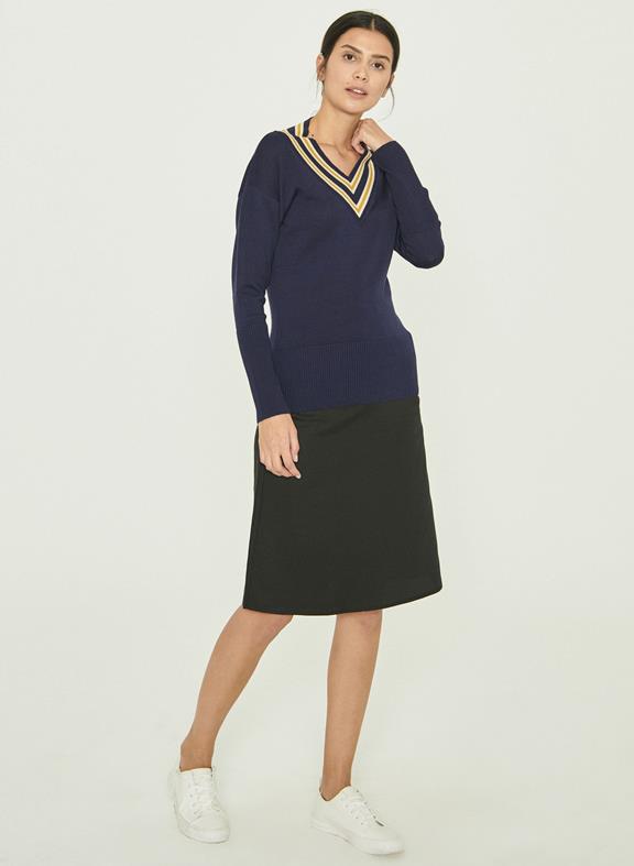 Trui Gestreepte V-Hals Navy from Shop Like You Give a Damn
