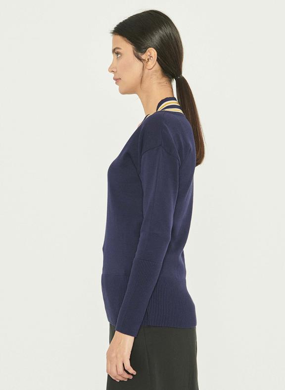 Trui Gestreepte V-Hals Navy from Shop Like You Give a Damn