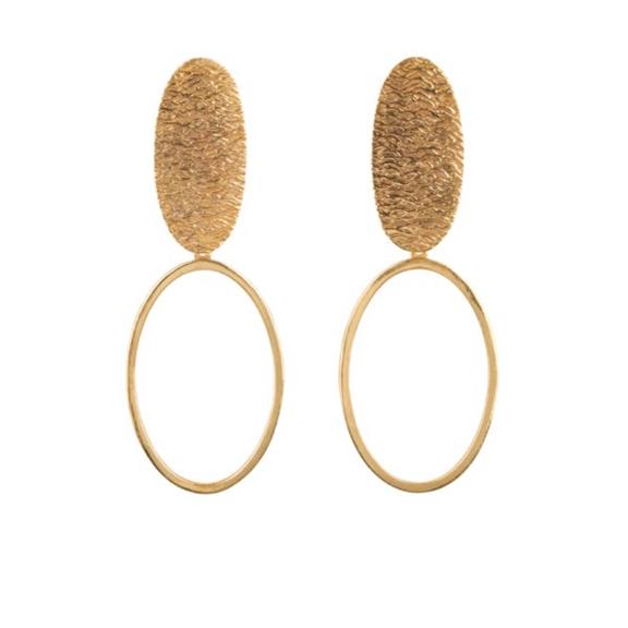 Earrings Oval Yin Yang Gold 1