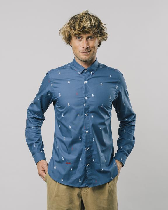 Overhemd Printed Shirt Yeti - Blauw 1