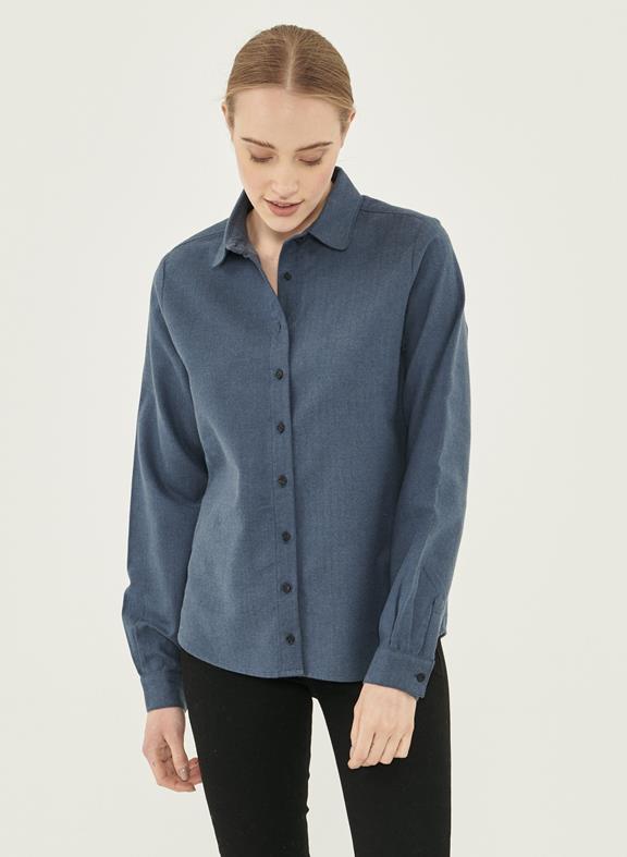 Overhemdblouse Visgraatmotief Navy from Shop Like You Give a Damn
