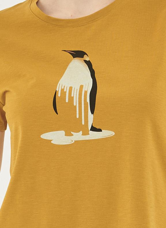 T-Shirt Pinguin-Print Dunkelgelb 5