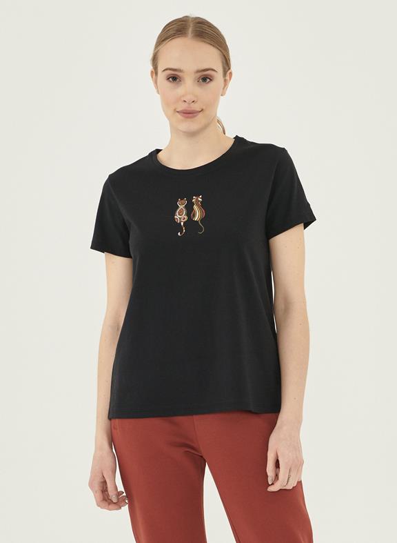 T-Shirt Embroidered Cat Black from Shop Like You Give a Damn