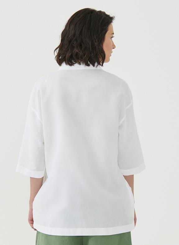 Witte blouse driekwart online mouw