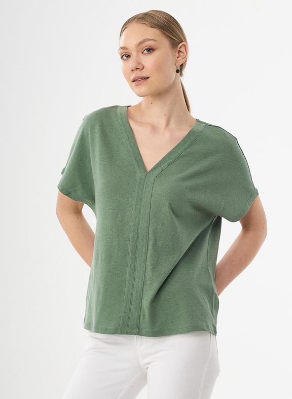 T-Shirt V-Hals Fern Groen 3