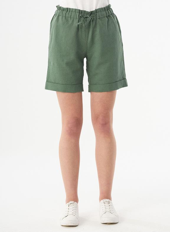 Paperbag Shorts Linen Blend Green 1