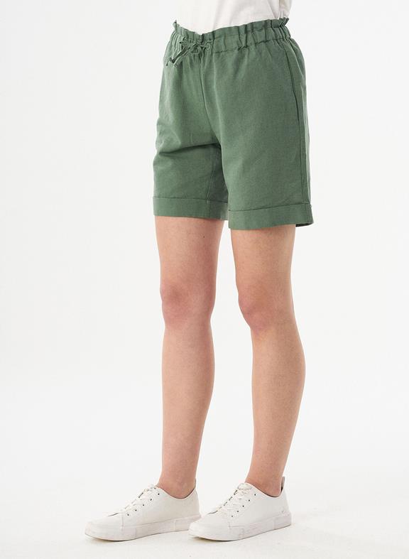 Paperbag Shorts Linen Blend Green 2