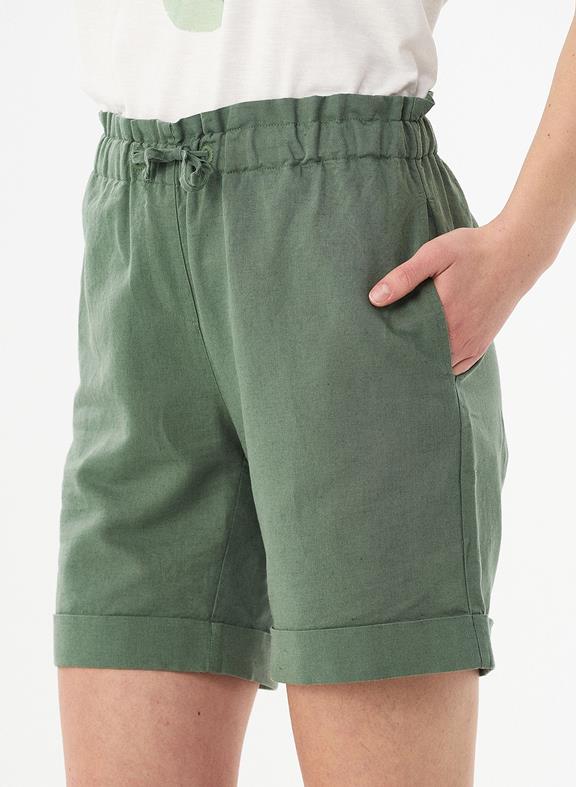 Paperbag Shorts Linen Blend Green 5