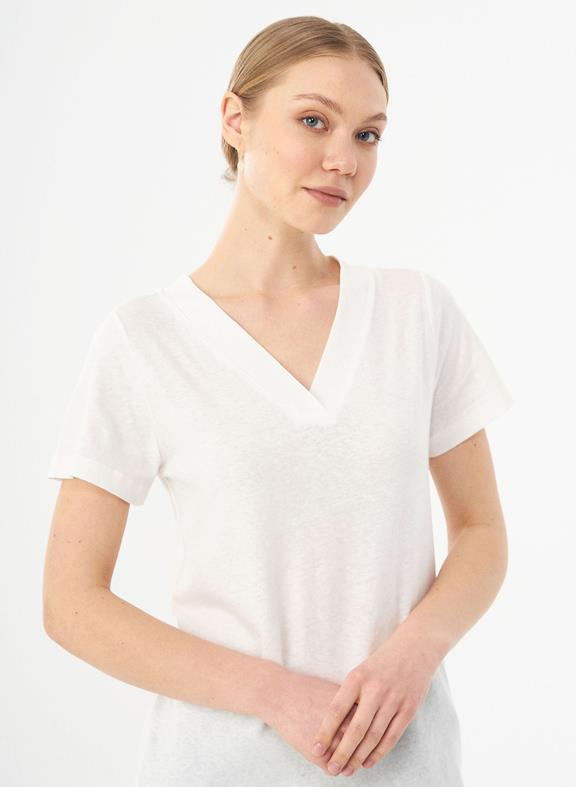 T-Shirt Bio-Baumwolle Leinen Weiß 1