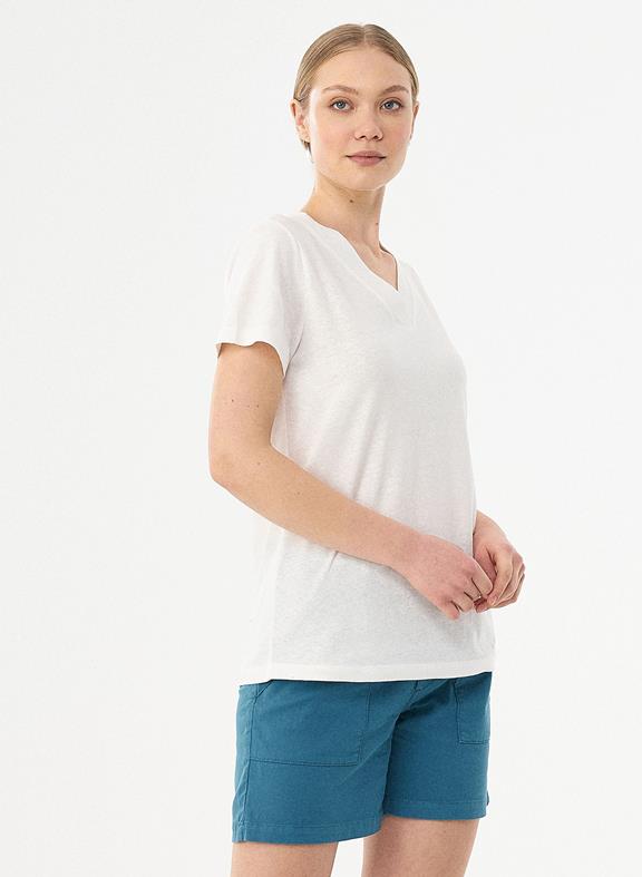 T-Shirt Bio-Baumwolle Leinen Weiß 3