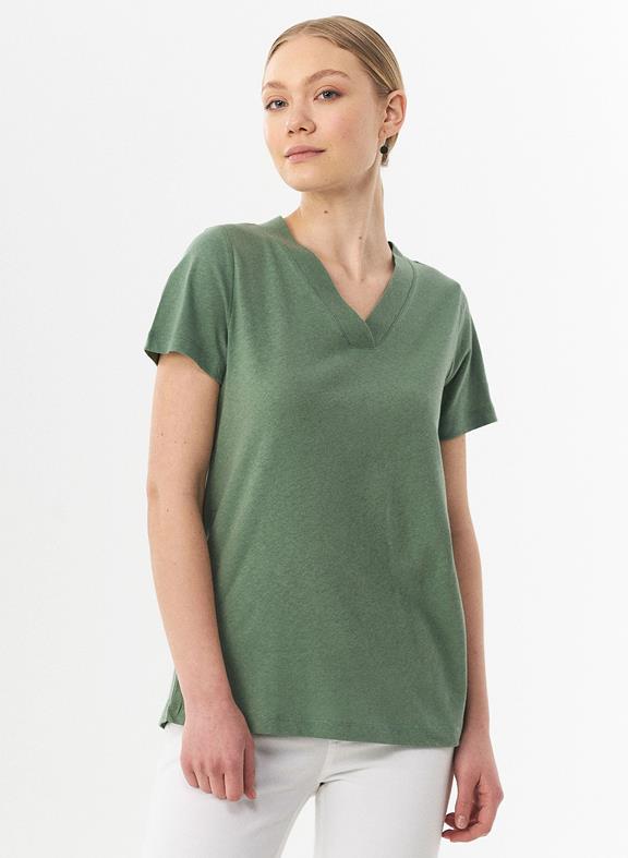 T-Shirt Bio-Baumwolle Leinen Grün 1