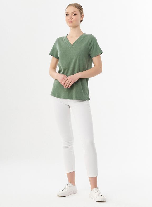 T-Shirt Bio-Baumwolle Leinen Grün 2