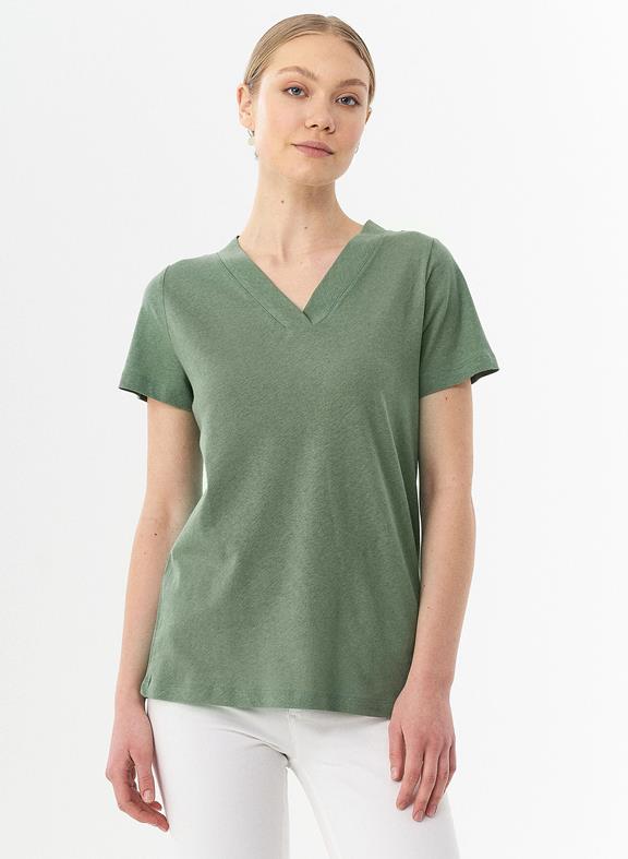 T-Shirt Bio-Baumwolle Leinen Grün 3